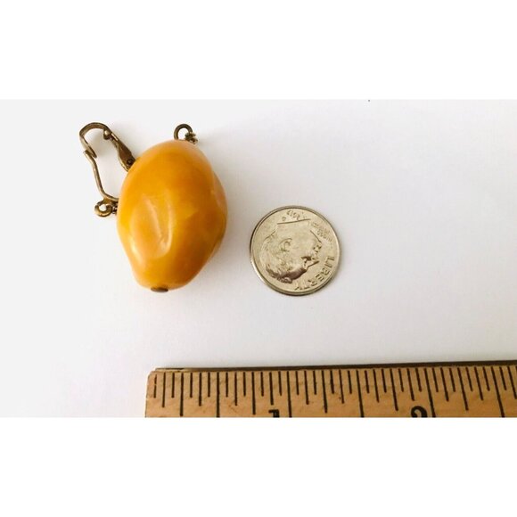 Vintage Butterscotch Bakelite Dangle Nugget Earrings Lever Back Mid Century MCM - Picture 8 of 8